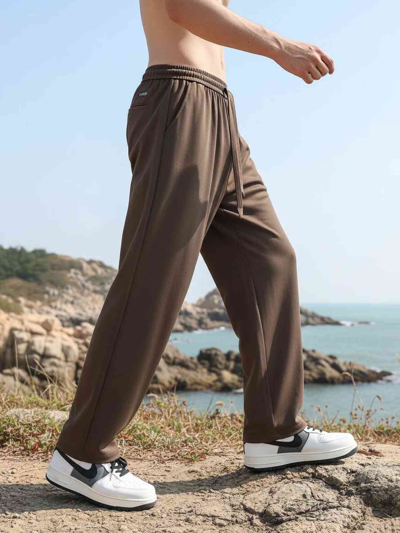 Pantalon casual tendance homme, pantalon droit en corduroy, 9 po, antifrip