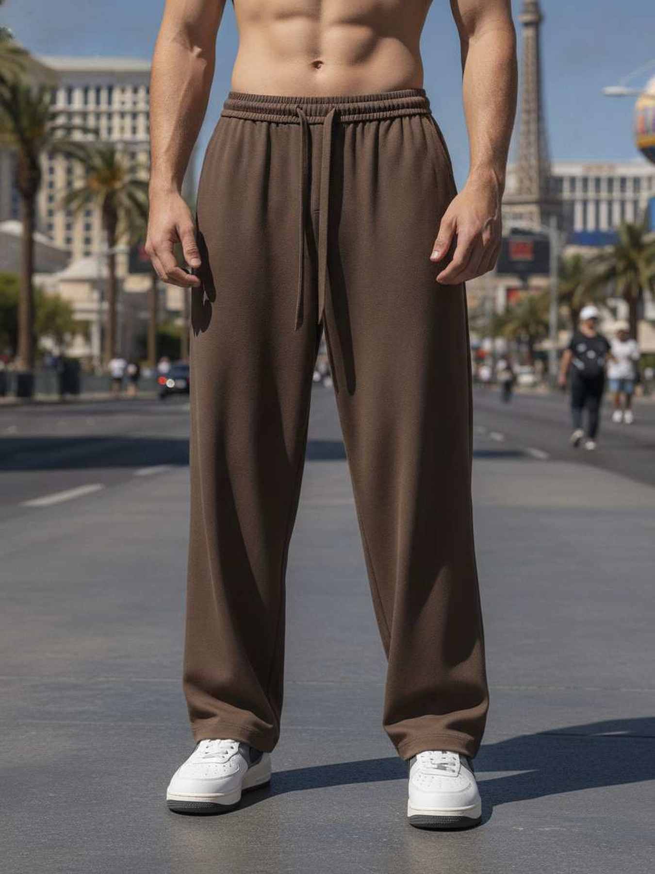 Pantalon casual homme tendance, droit, velours côtelé, ajusté, 9 po