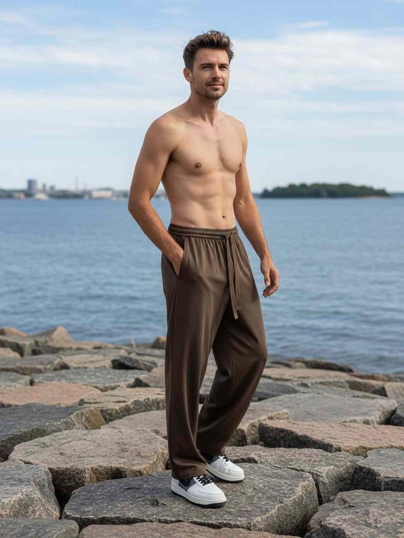 Pantalon casual tendance homme, long, droit, velours côtelé, ajusté, anti-froissure