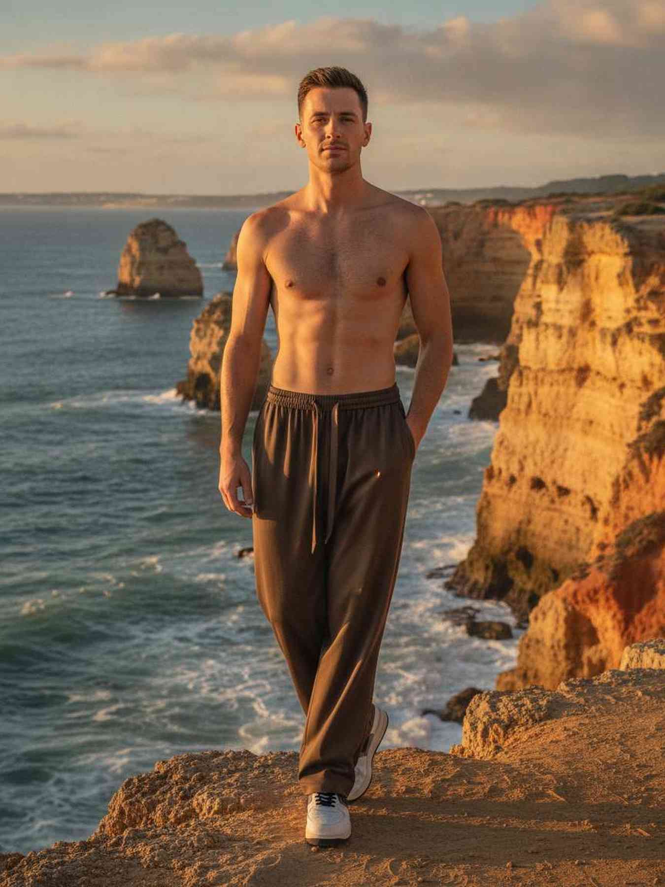 Pantalon casual homme tendance, droit, coton, antifroisses