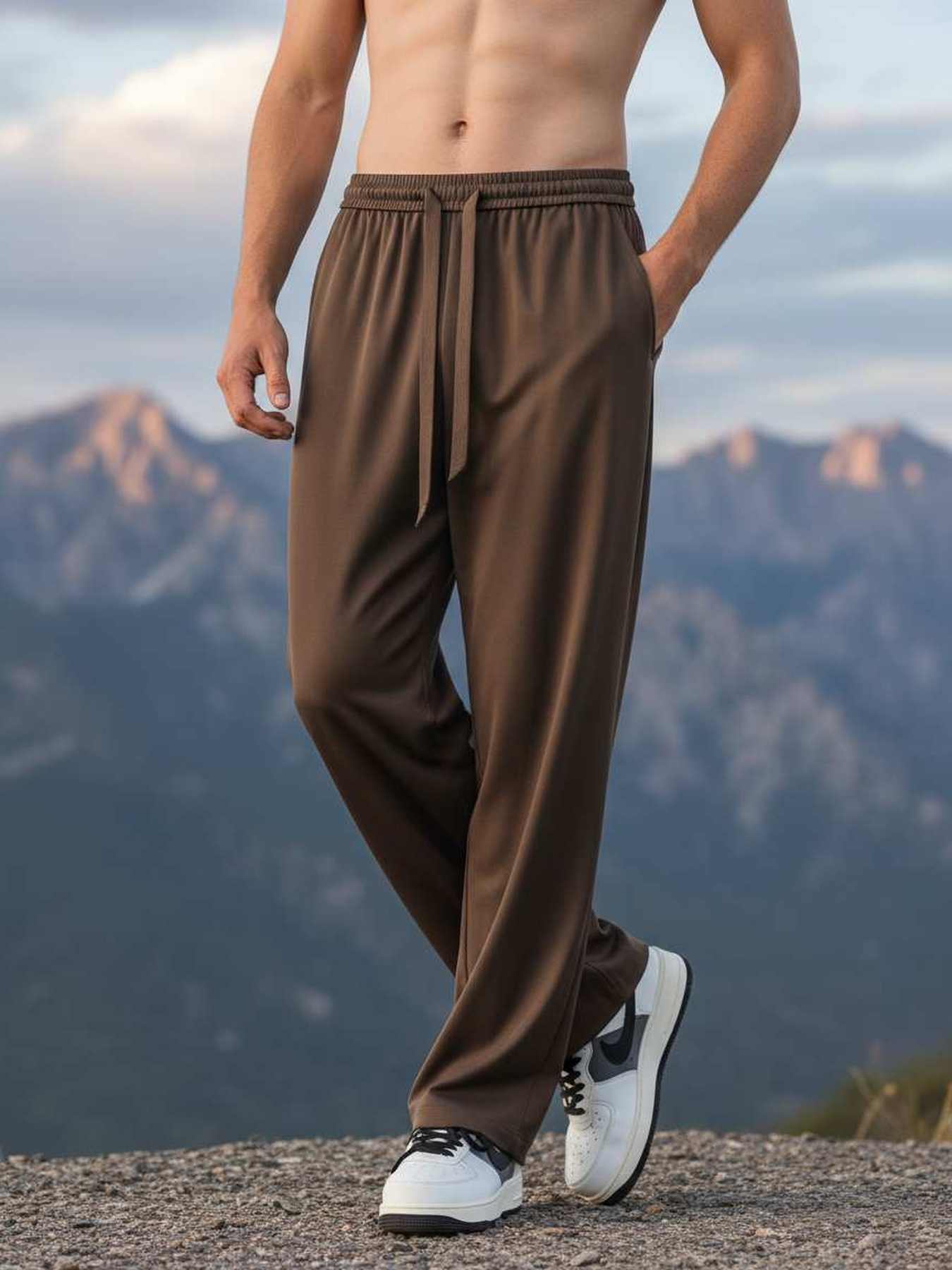 Pantalon casual homme tendance jambe droite