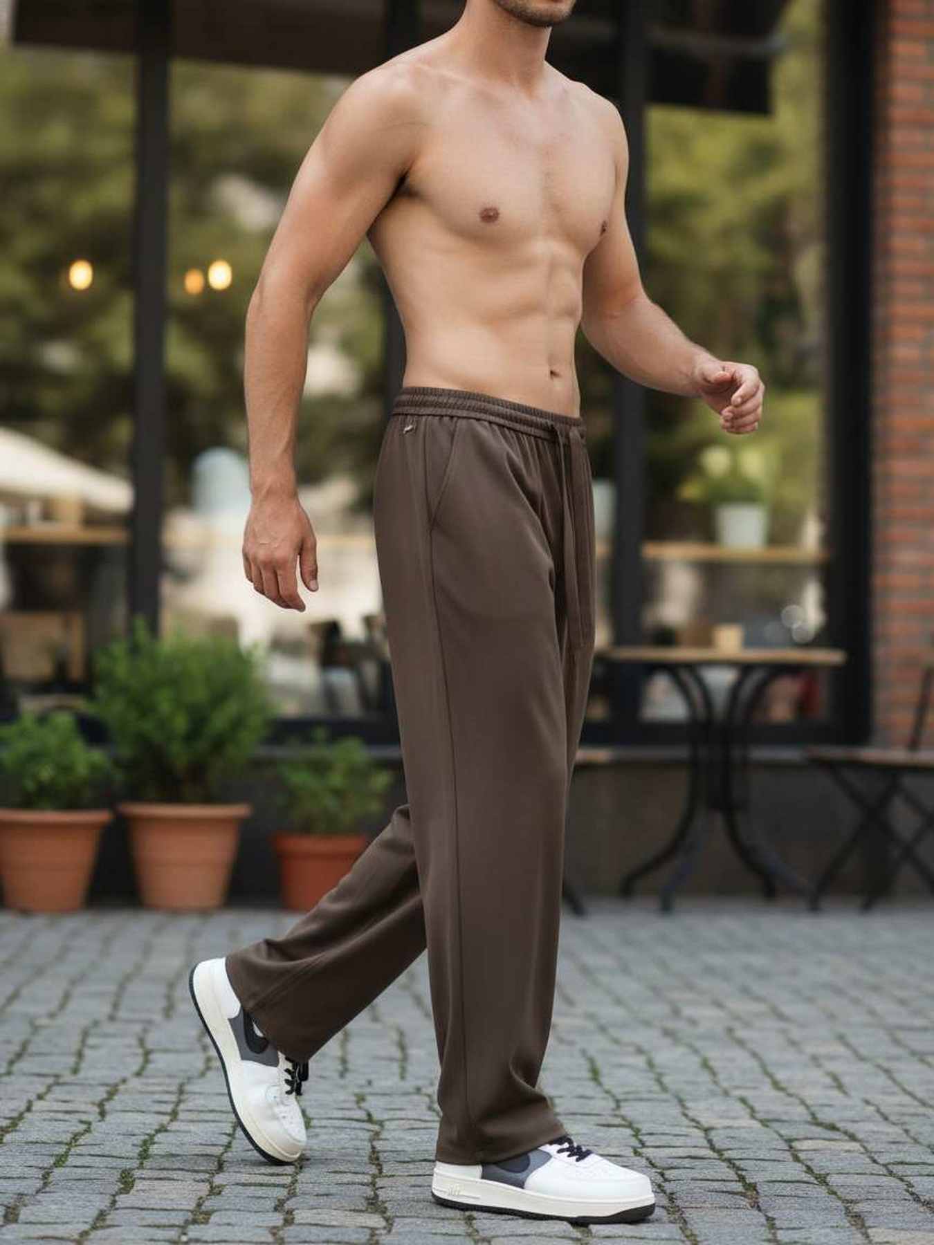Pantalon casual homme tendance coton ajusté