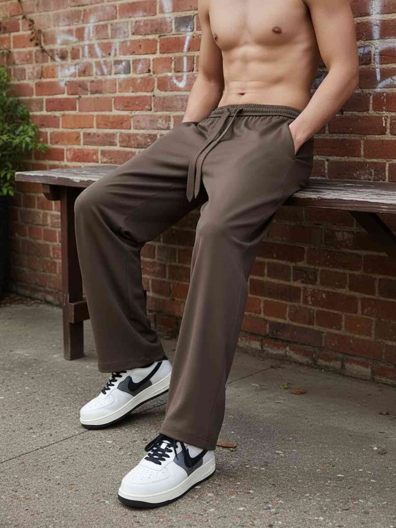 Pantalon casual tendance pour homme, jambe droite