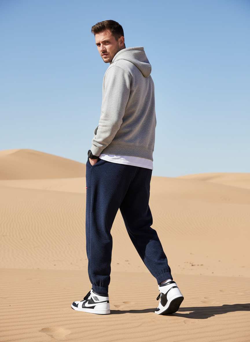 Pantalon casual homme tendance jambe droite