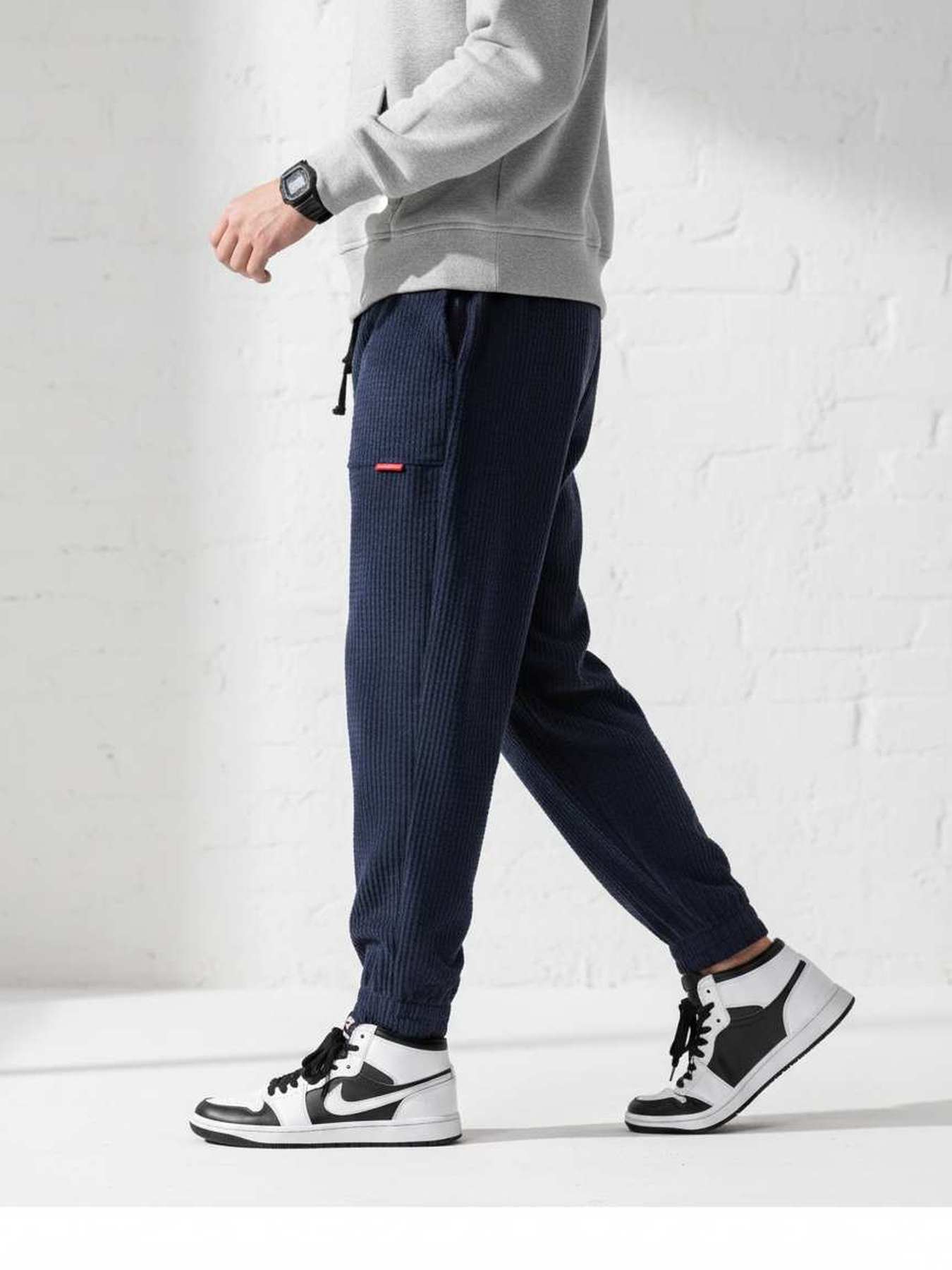 Pantalon casual homme tendance ajusté