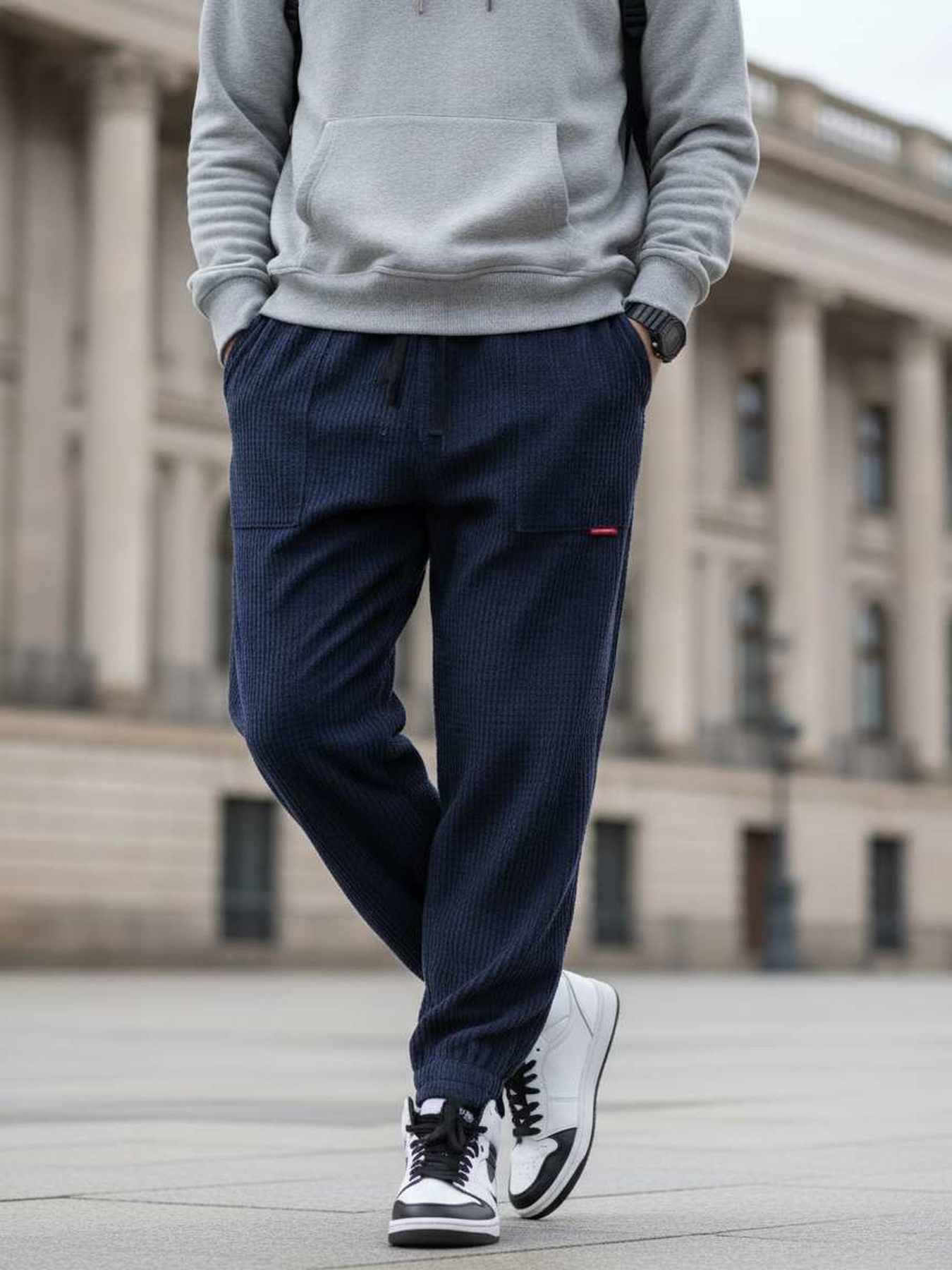 Pantalon décontracté homme tendance et à la mode, coupe droite, velours côtelé, 9 po
