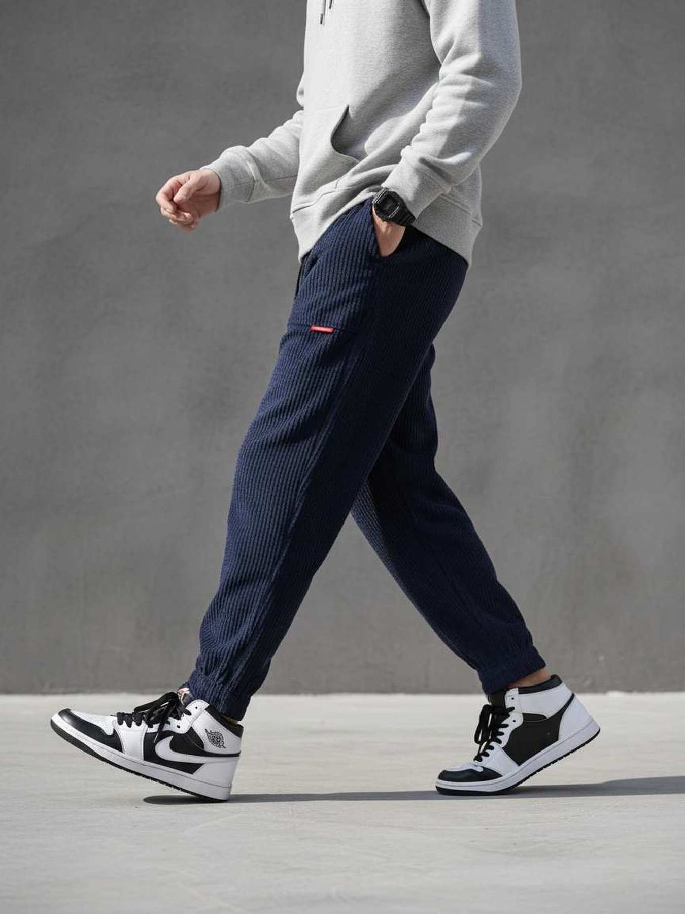 Pantalon décontracté homme tendance et à la mode, coupe droite, velours côtelé, 9 po