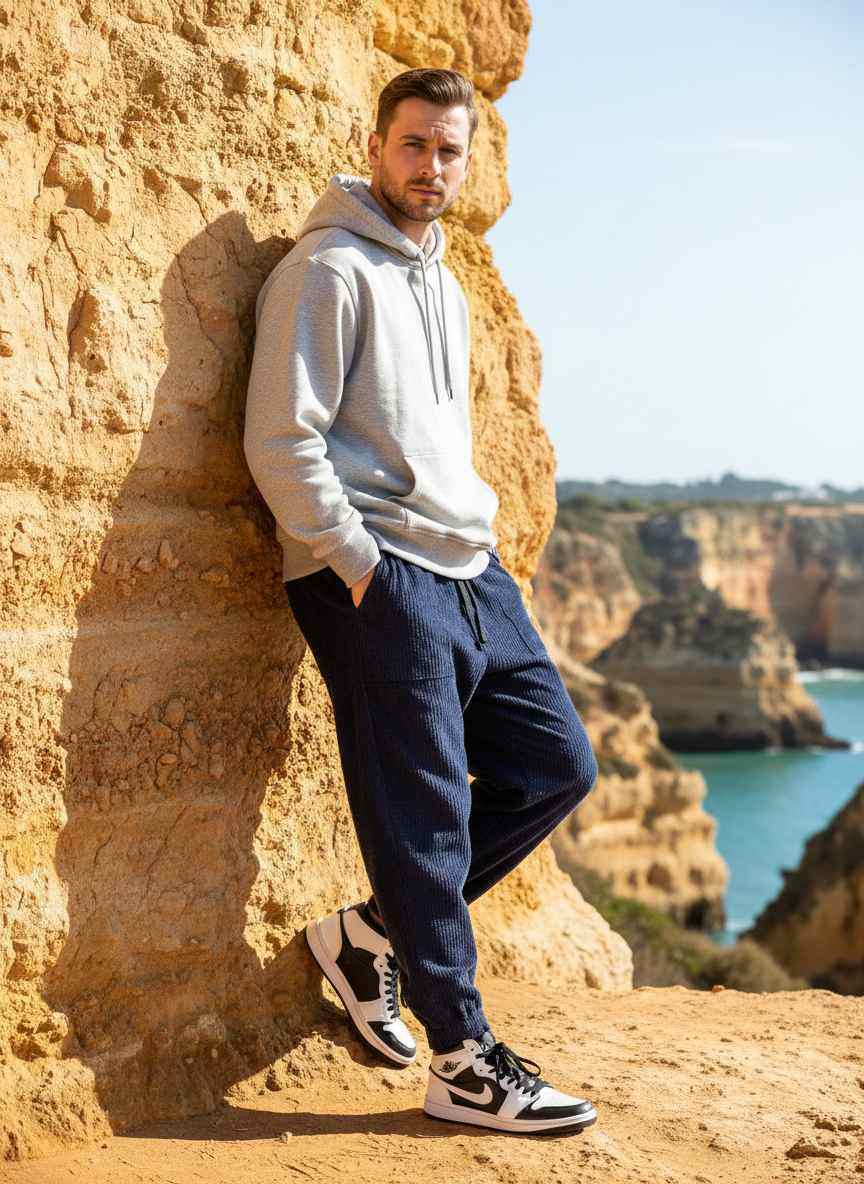 Pantalon décontracté homme tendance et à la mode, coupe droite, velours côtelé, 9 po