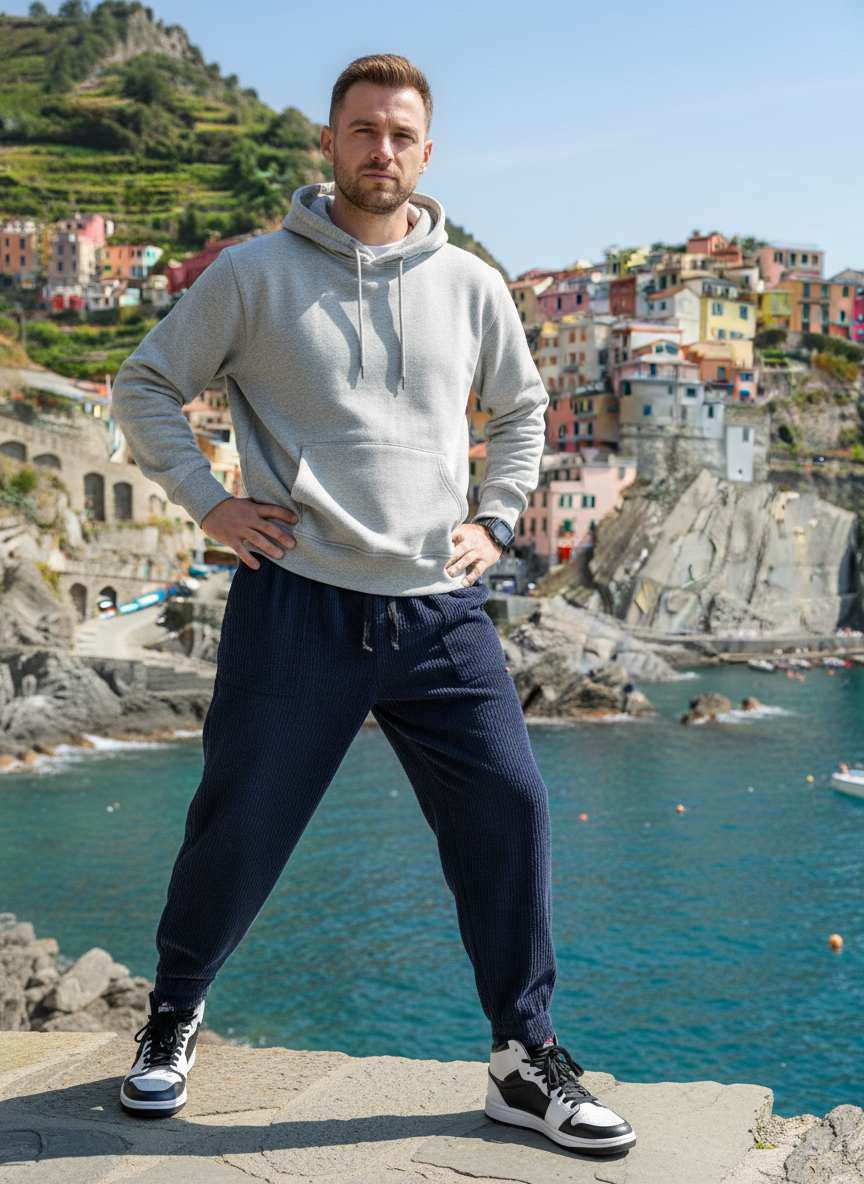 Pantalon décontracté homme tendance et à la mode, coupe droite, velours côtelé, 9 po
