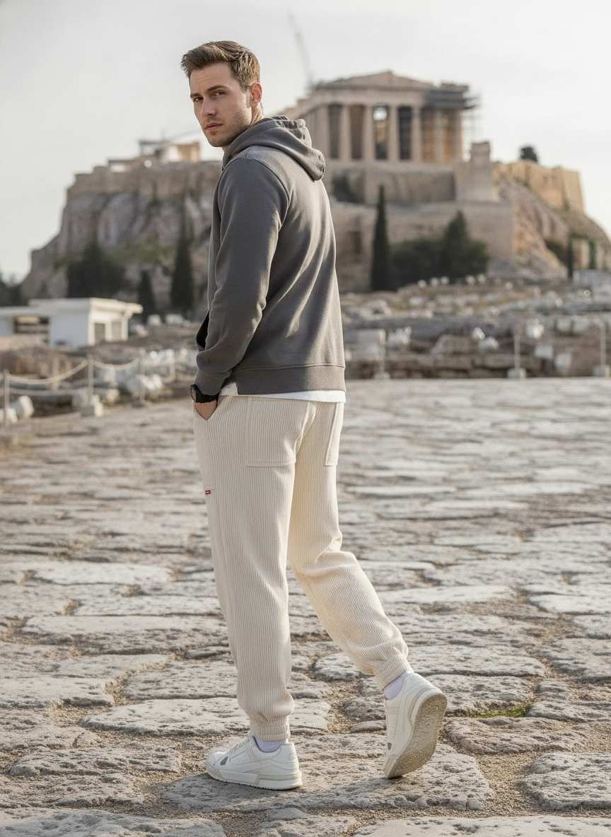 Pantalon décontracté homme tendance coton