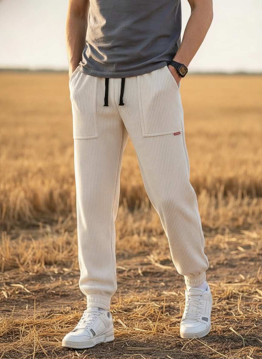 Pantalon décontracté homme tendance coton