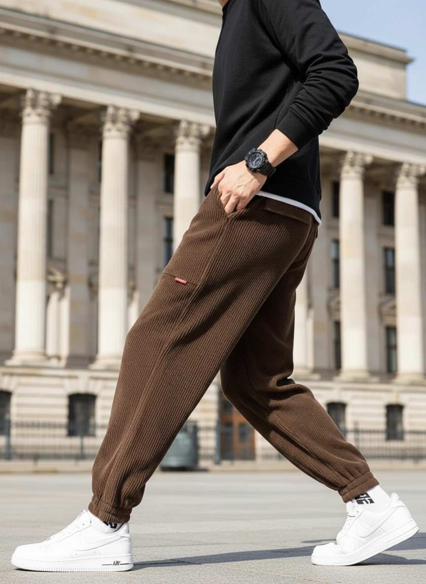 Pantalon casual homme tendance ajusté