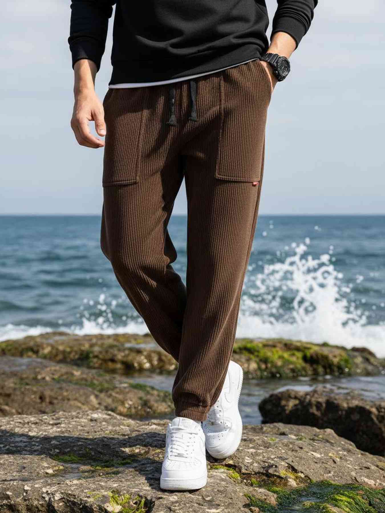 Pantalon décontracté homme tendance coton