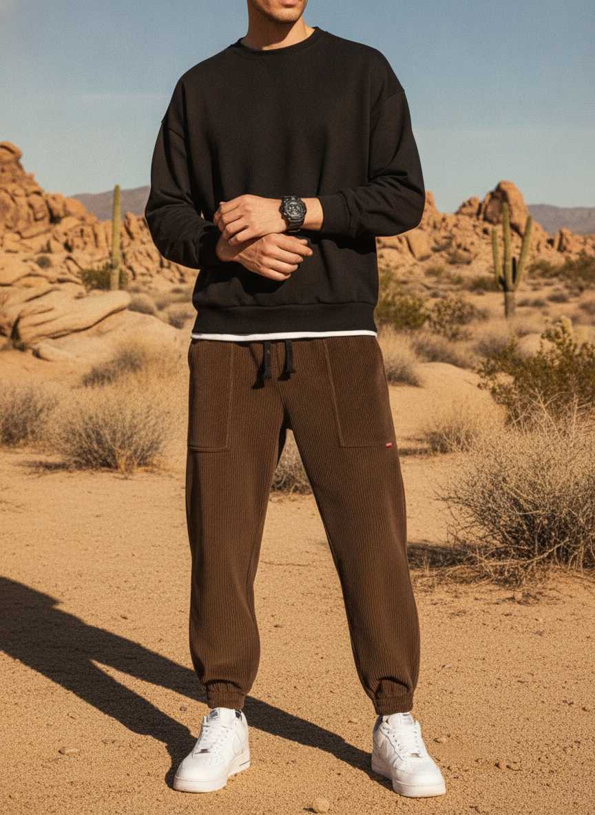 Pantalon casual homme tendance, jambes longues, corduroy, 9 po