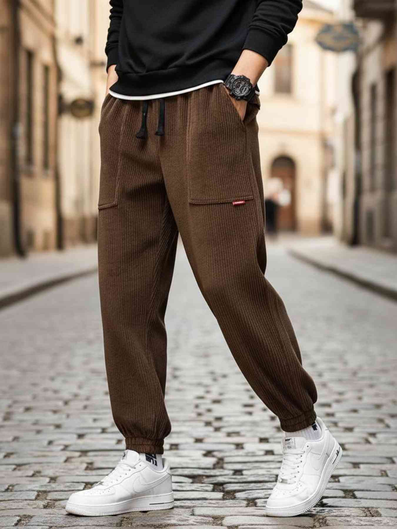 Pantalon décontracté homme tendance coton