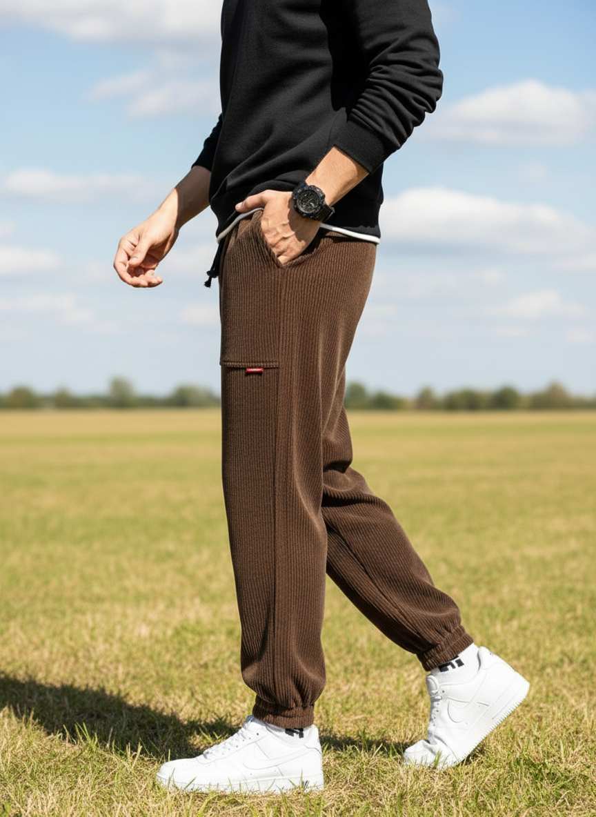 Pantalon casual homme tendance coton ajusté