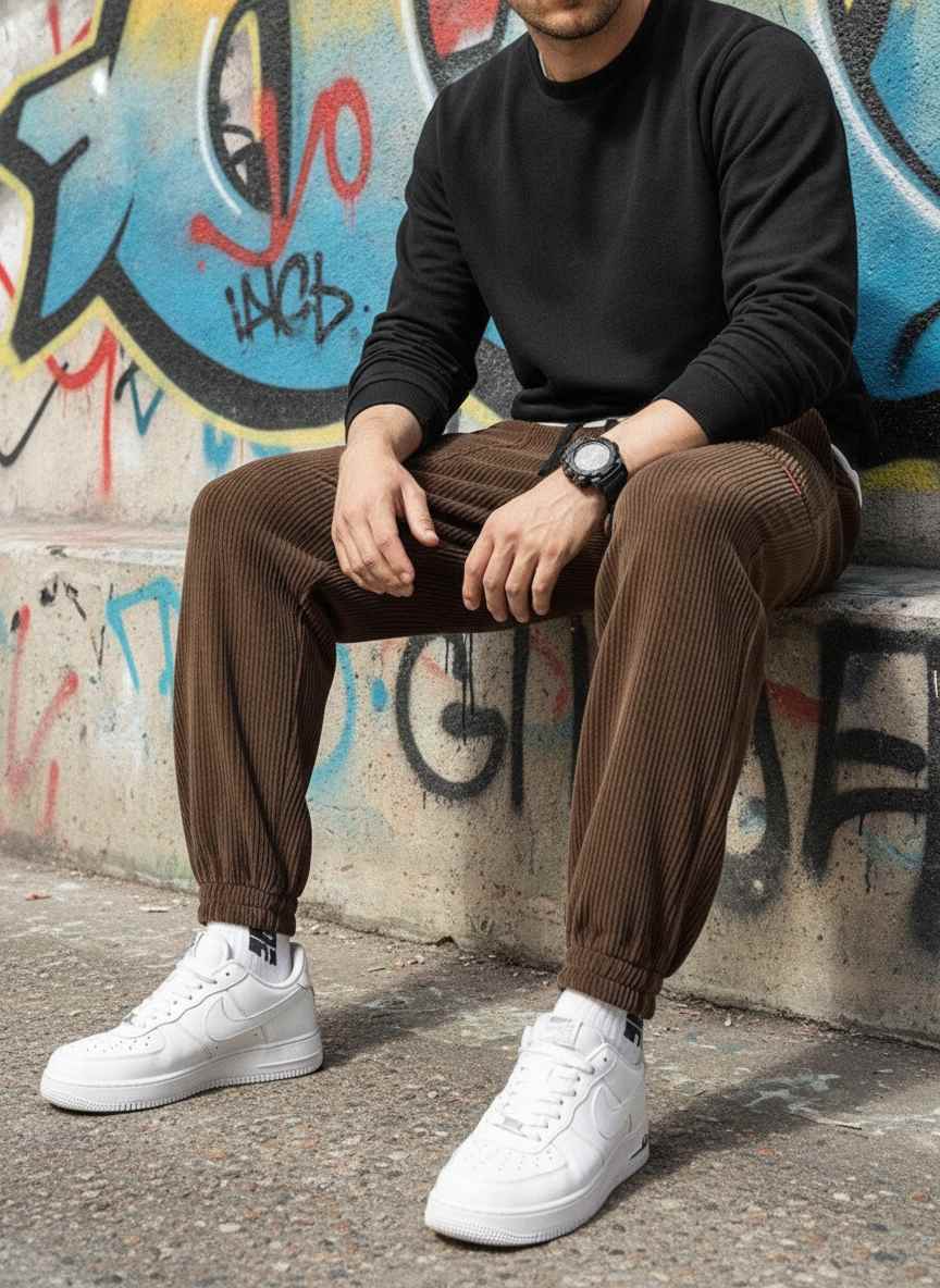 Pantalon décontracté homme tendance coton