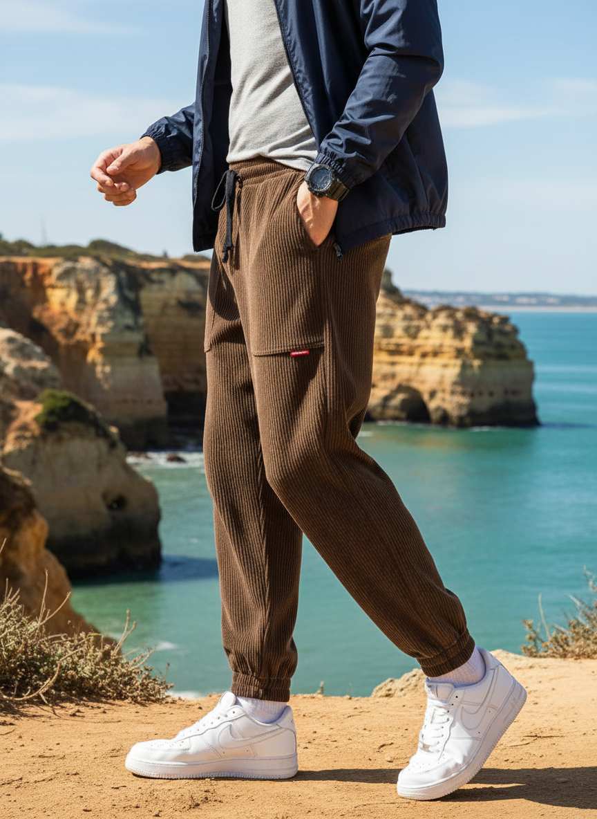 Pantalon casual homme tendance ajusté