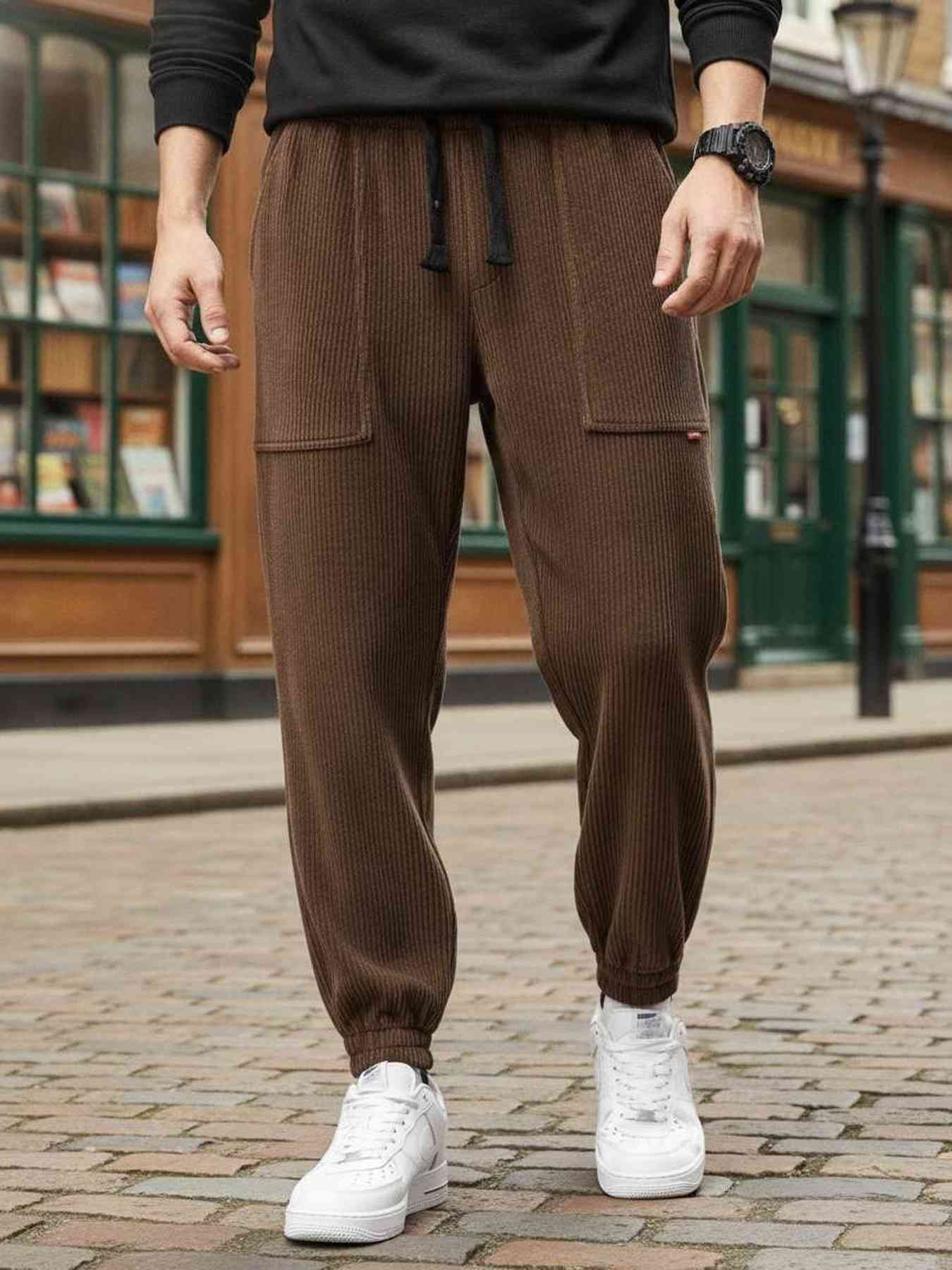 Pantalon décontracté homme tendance coton