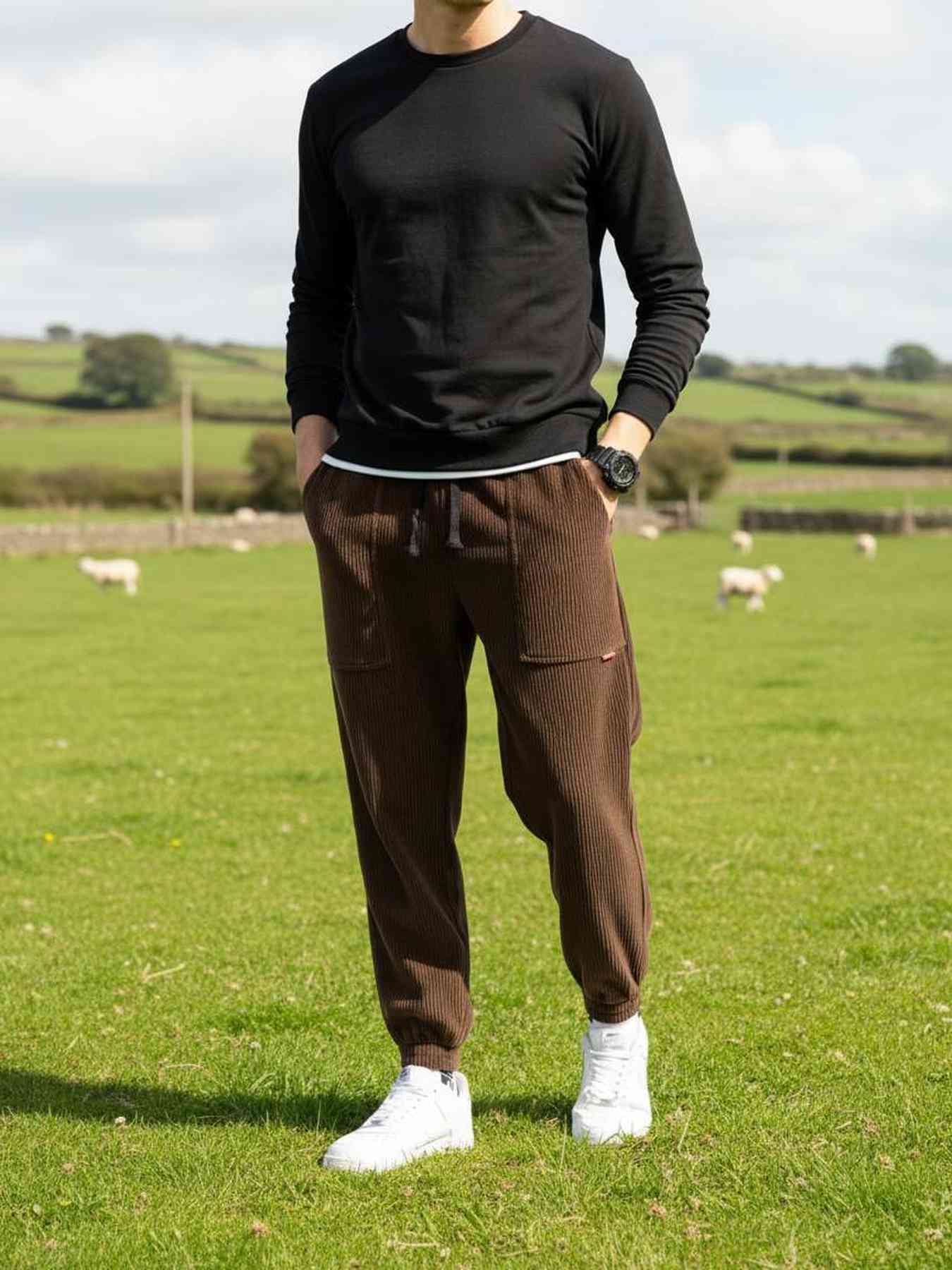 Pantalon décontracté homme tendance coton
