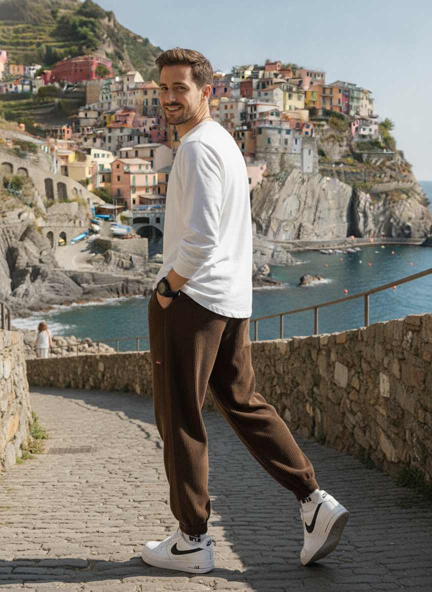 Pantalon casual homme tendance, jambes longues, corduroy, 9 po