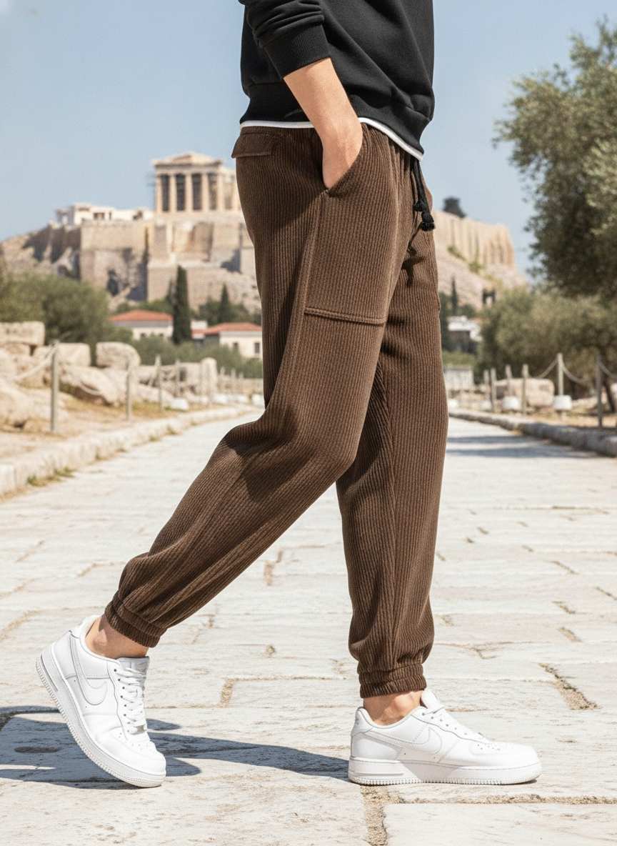 Pantalon casual tendance homme, pantalon droit en corduroy, 9 po, antifrip