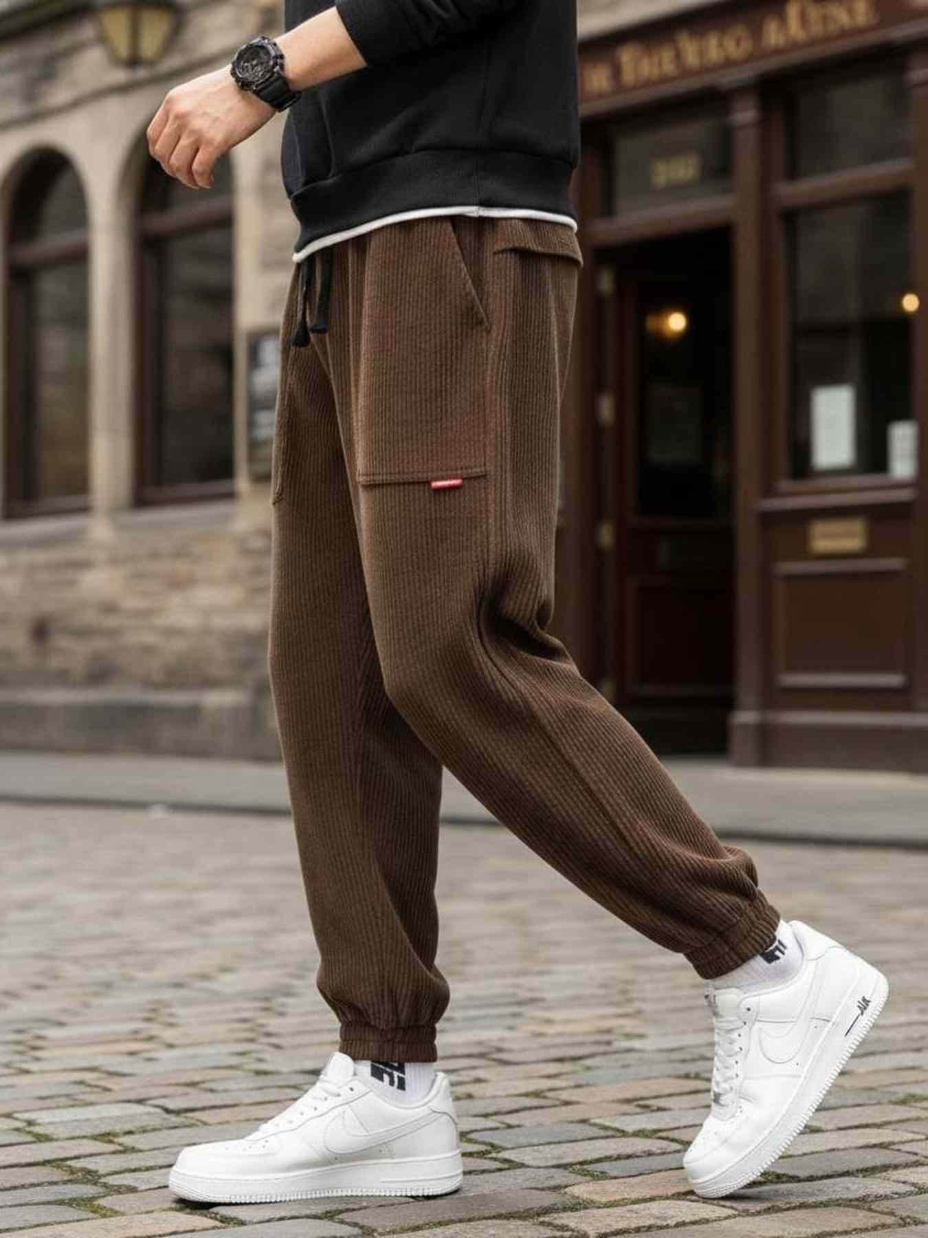 Pantalon casual homme tendance ajusté