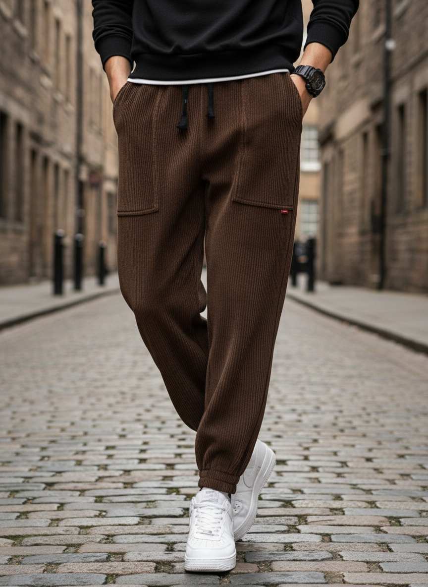 Pantalon casual homme tendance ajusté