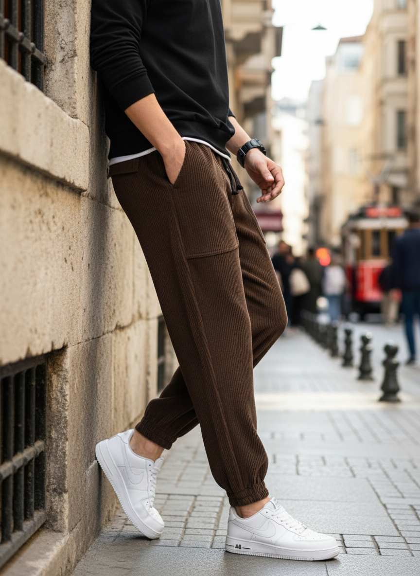 Pantalon décontracté homme tendance coton