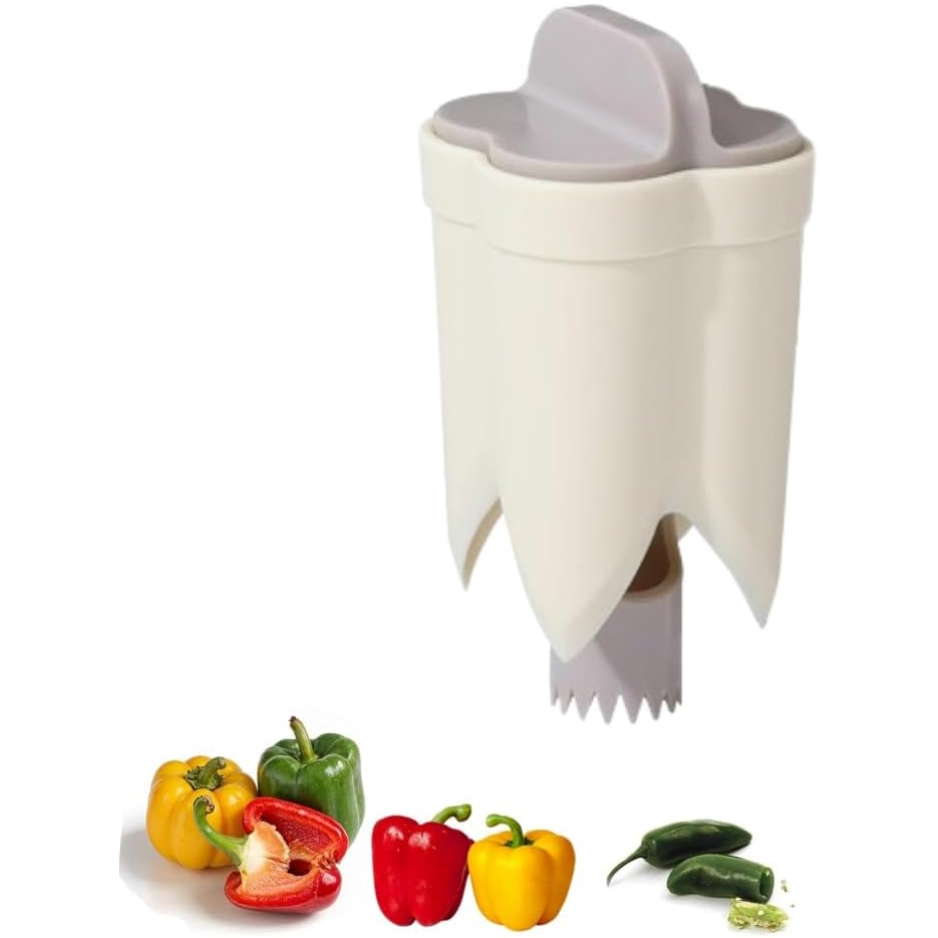 Outil évideur poivron 2-en-1 blanc amélioré