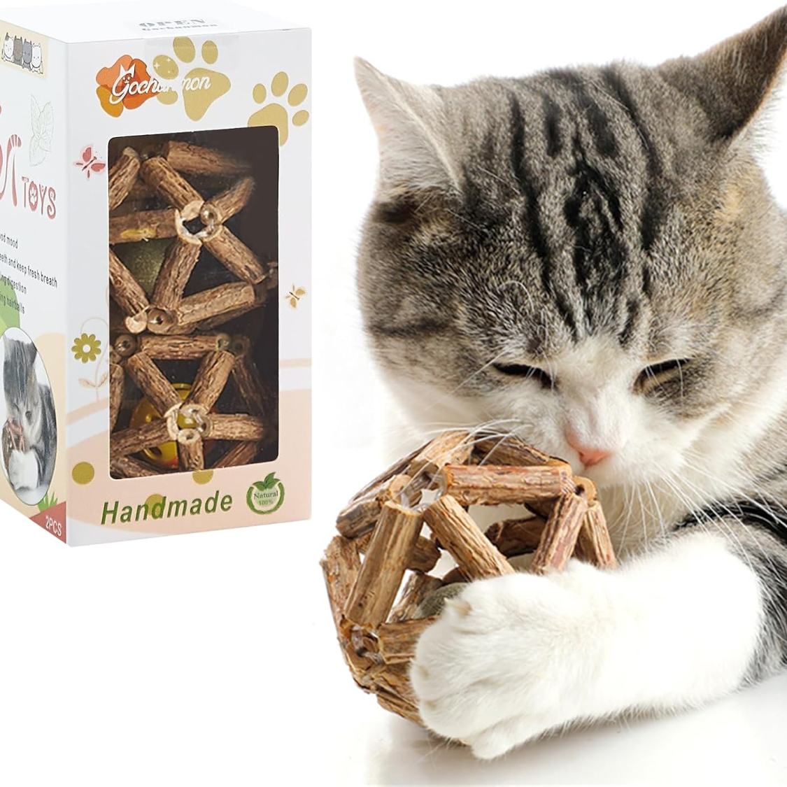 Jouets chat argent sauvage bâton herbe à chat boule cloche