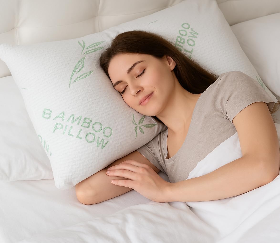 Oreiller king bambou mousse mémoire refroidissant, lot 2-4