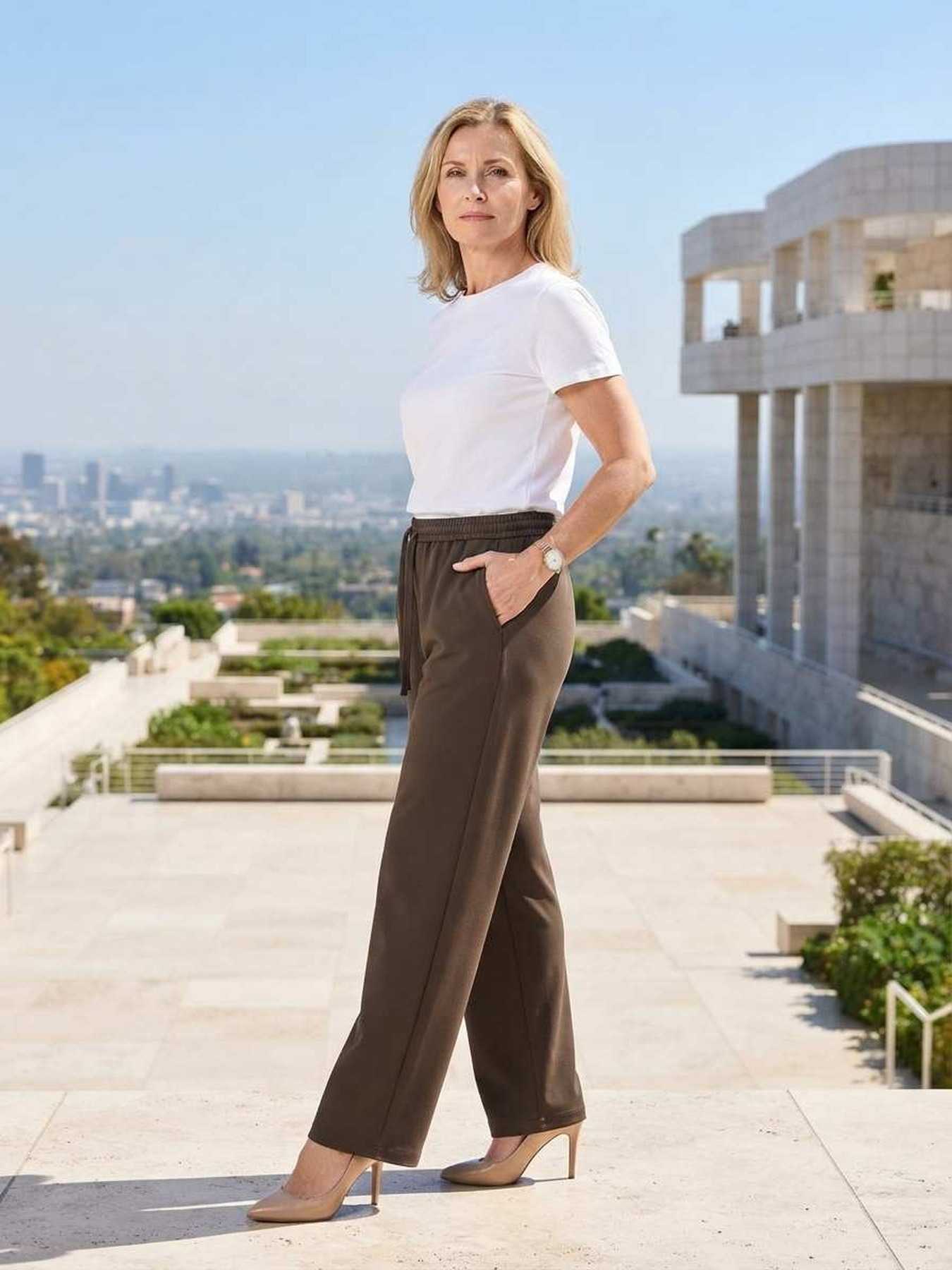 Pantalon long décontracté femme, jambe droite