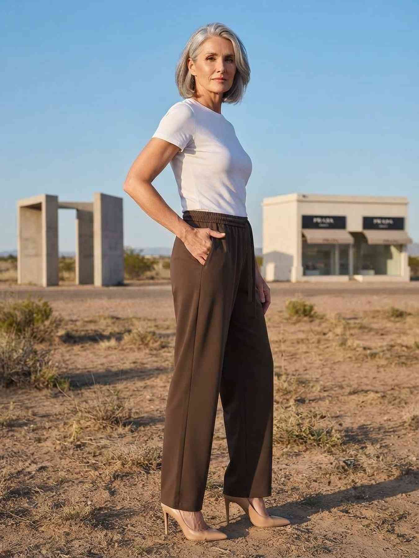 Pantalon long femme jambe droite décontracté