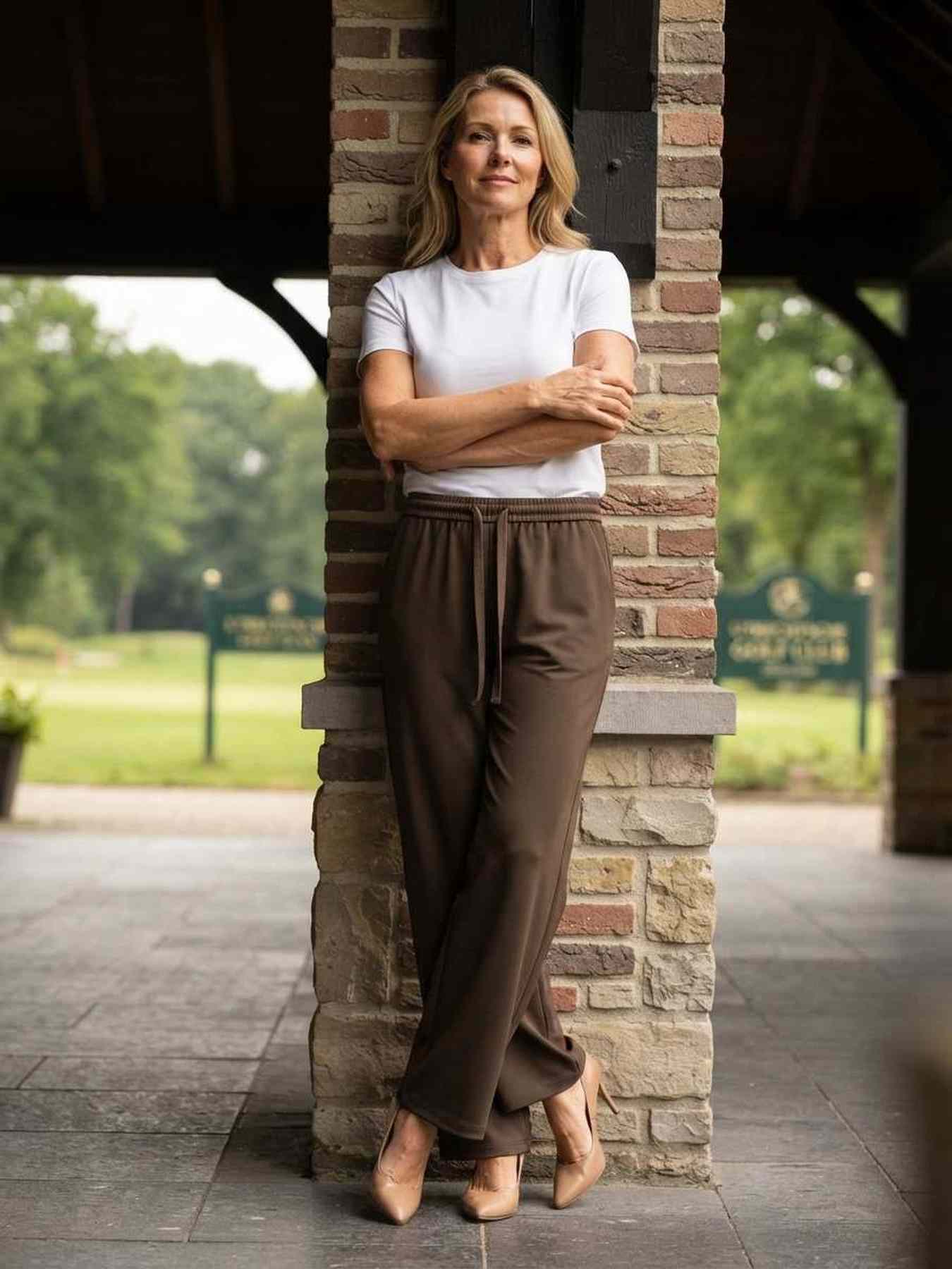 Pantalon long casual femme, jambes droites, usage quotidien