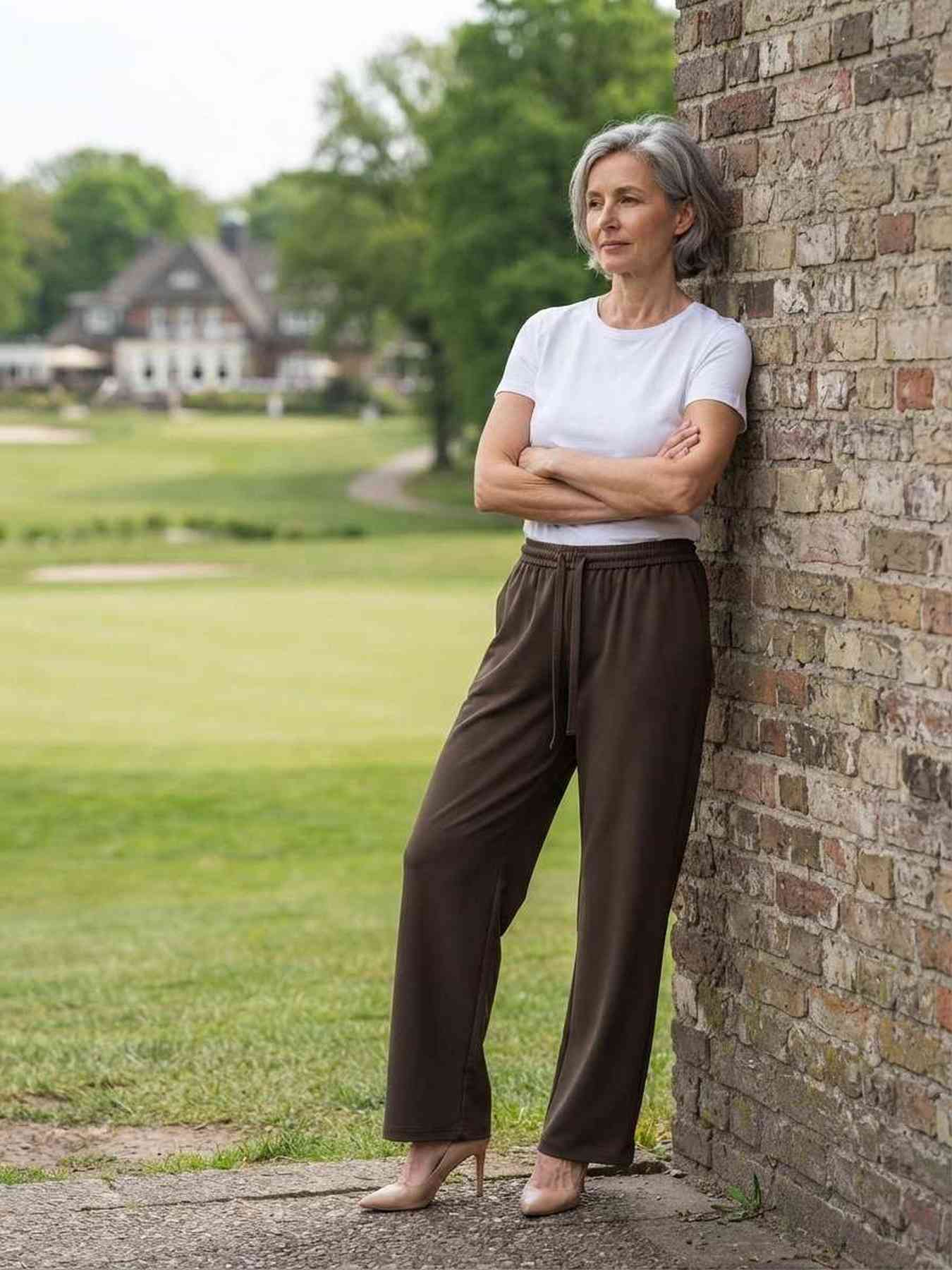 Pantalon long casual femme, jambes droites, usage quotidien