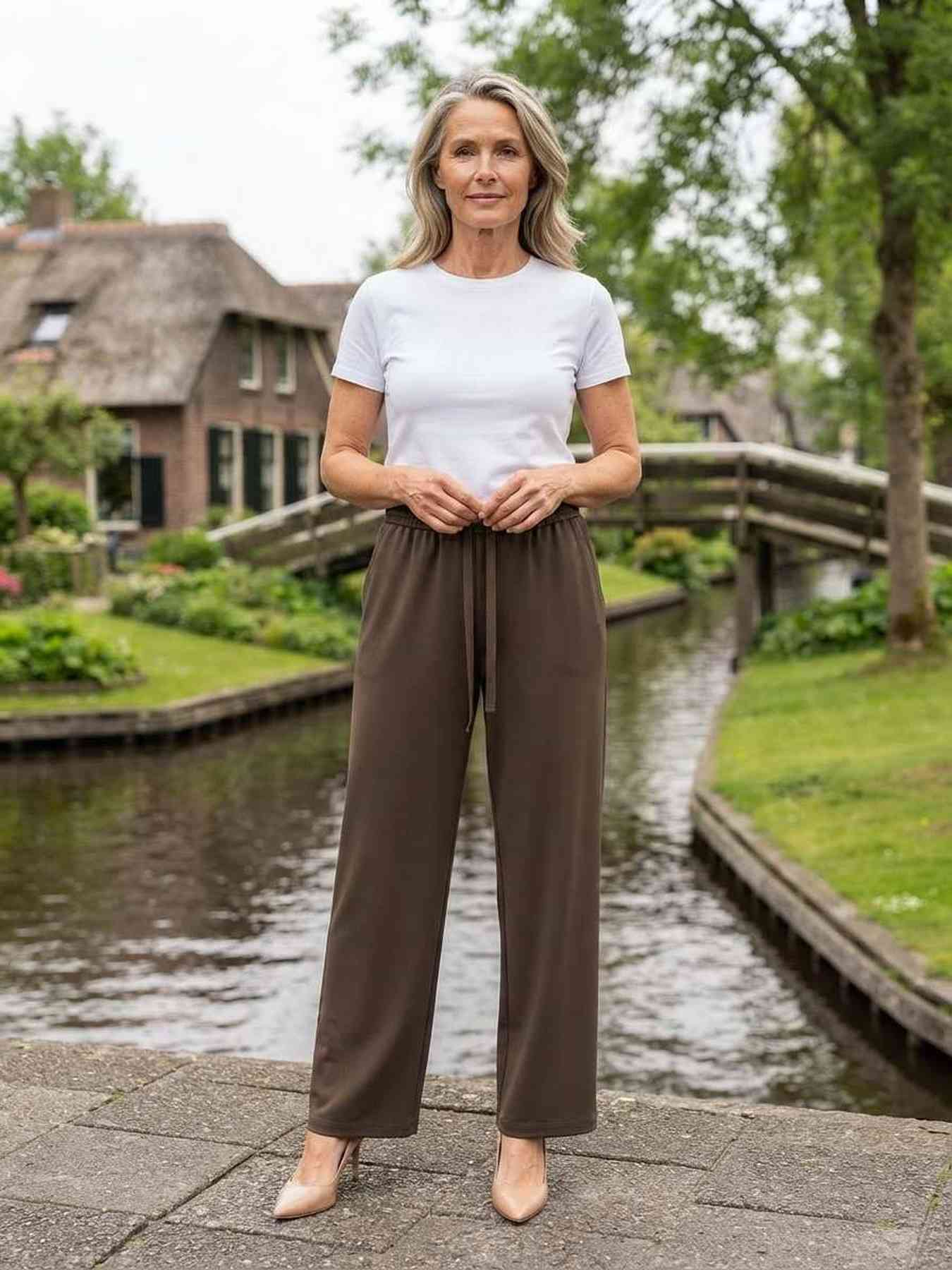 Pantalon long femme, jambe droite, casual sportif, cordon, usage quotidien