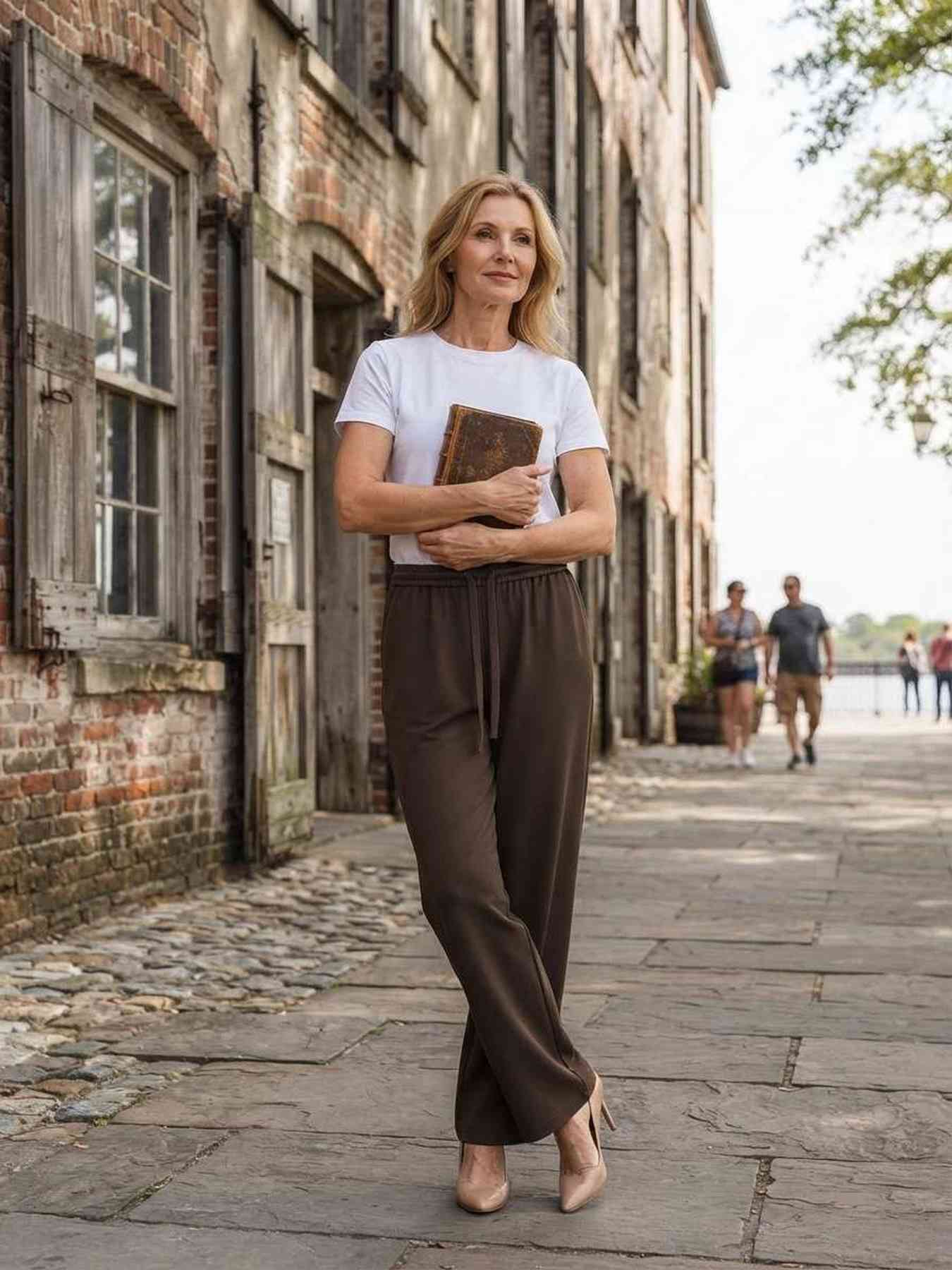 Pantalon long femme décontracté, jambe droite, sport, cordon de serrage