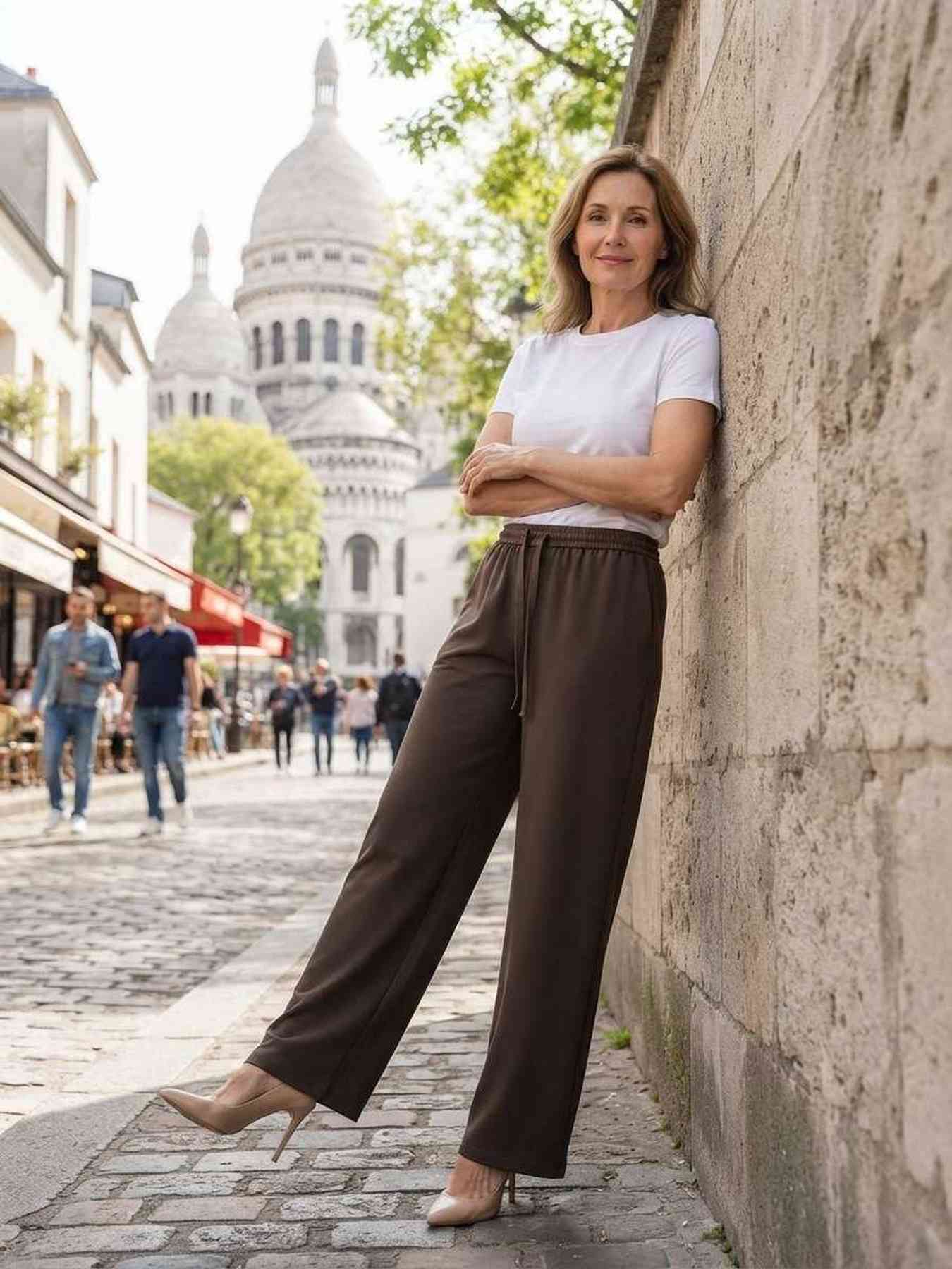 Pantalon long femme jambe droite casual