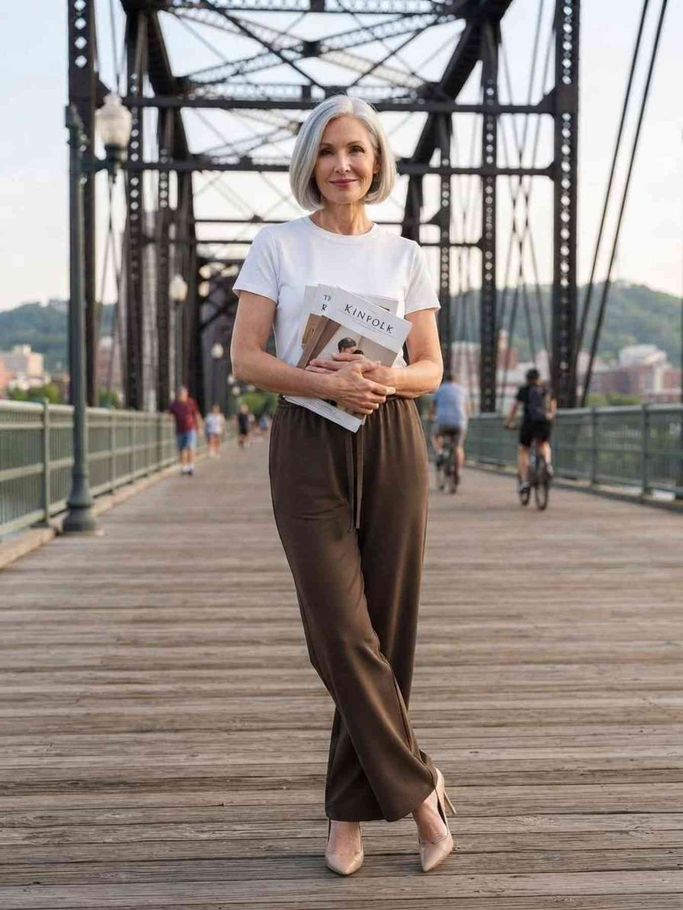 Pantalon long casual femme, jambes droites, usage quotidien