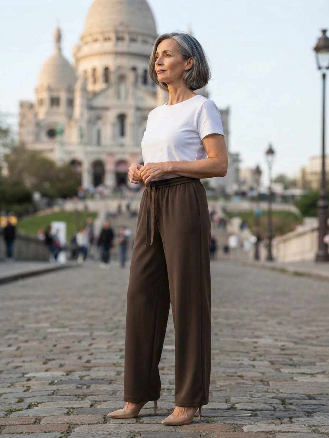 Pantalon long casual femme, jambes droites, usage quotidien