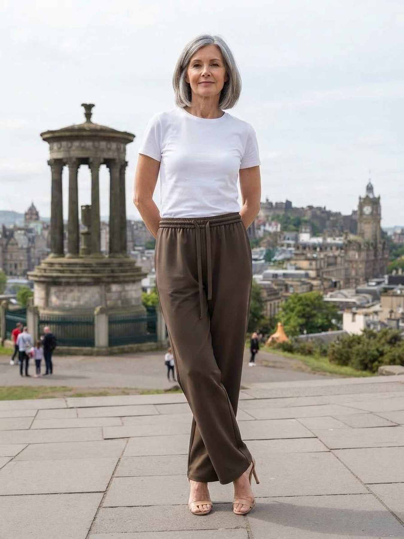 Pantalon long décontracté femme, jambe droite