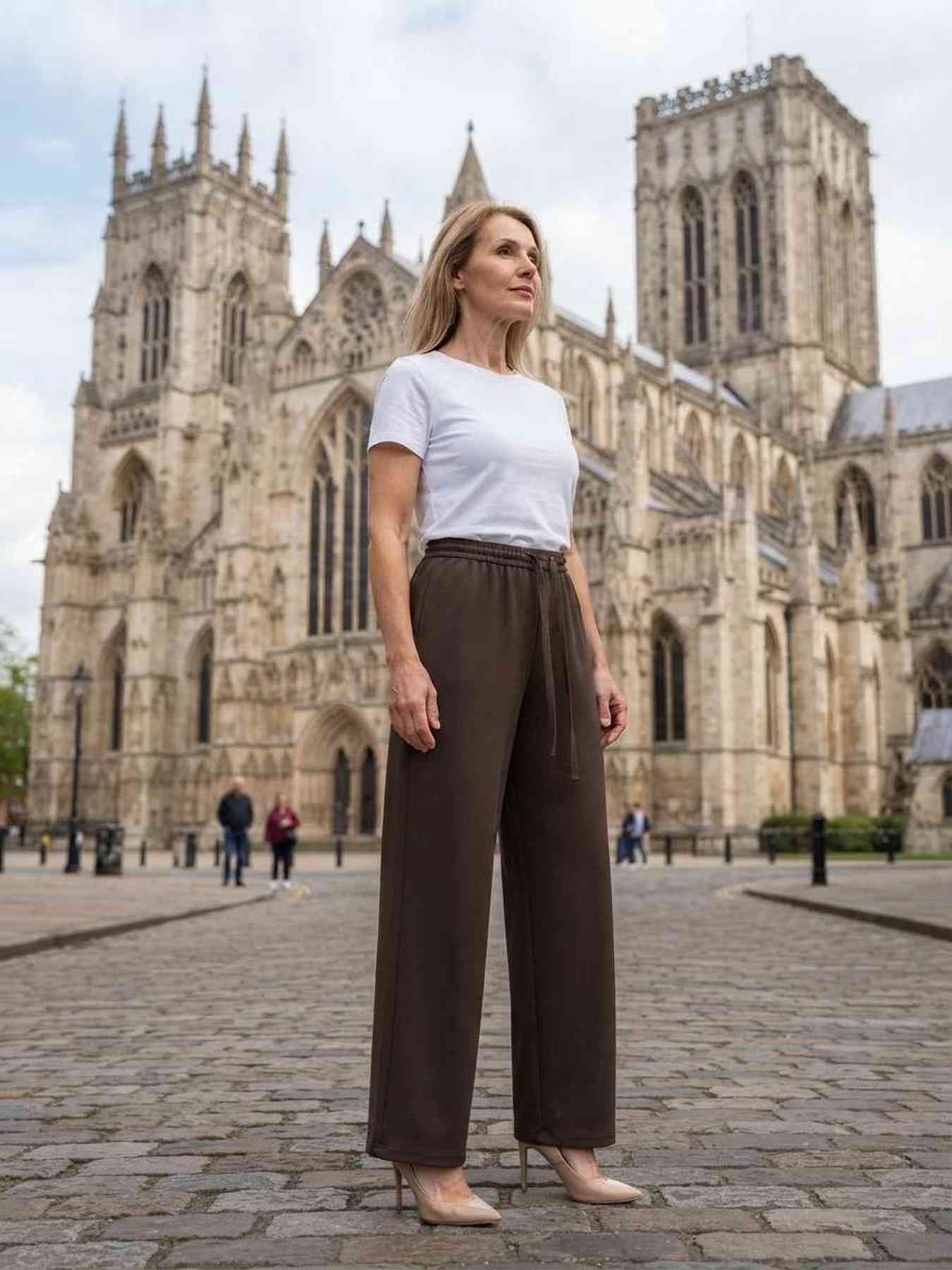 Pantalon long femme décontracté, jambe droite, sport, cordon de serrage