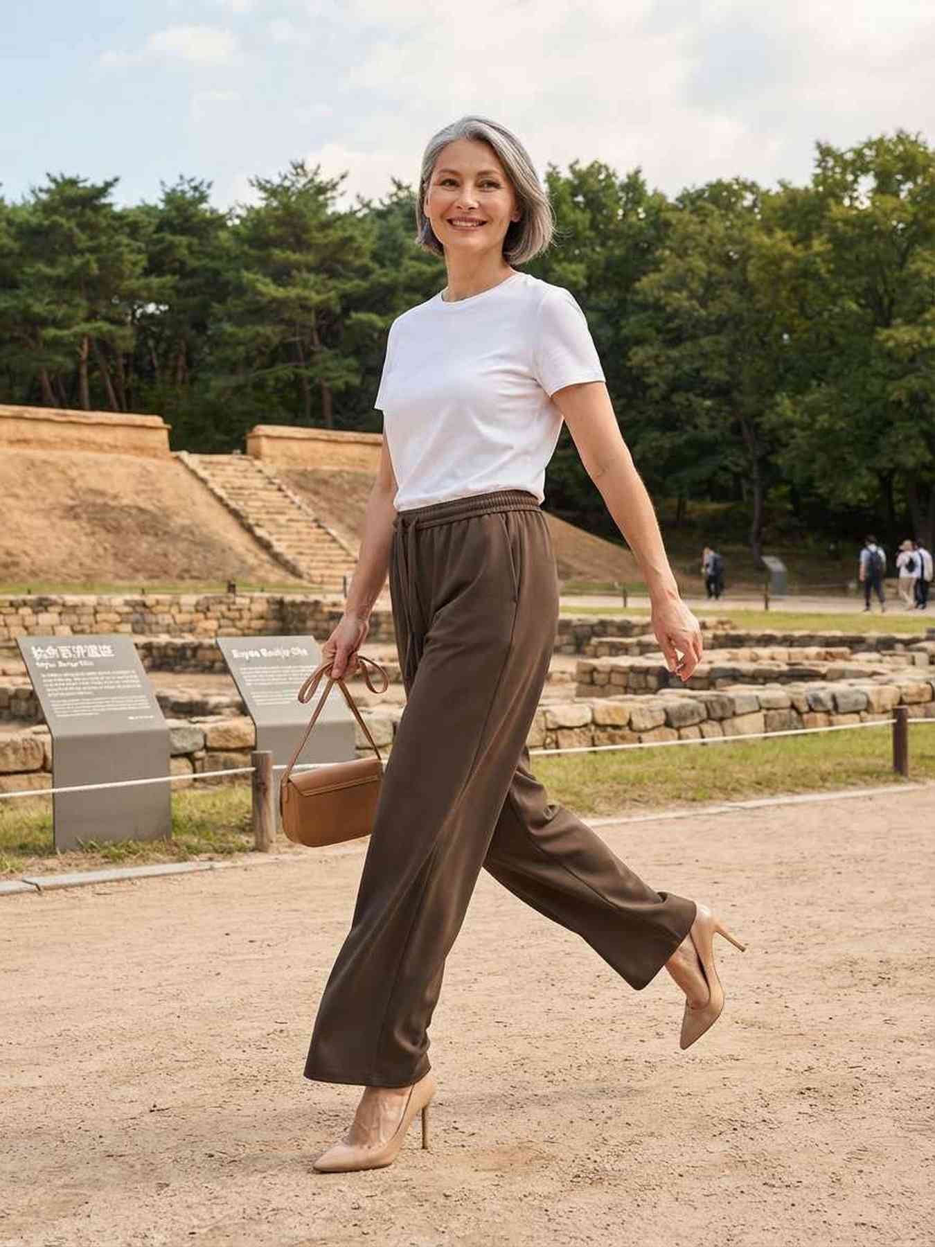 Pantalon long femme casual, jambe droite, sportif, cordon de serrage