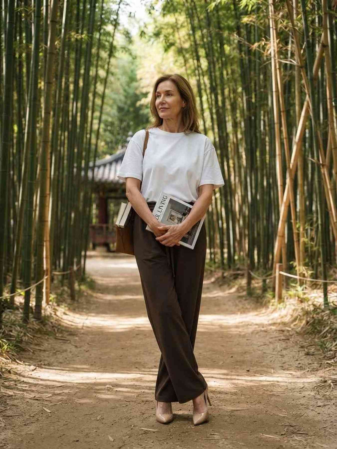 Pantalon long décontracté femme, jambe droite