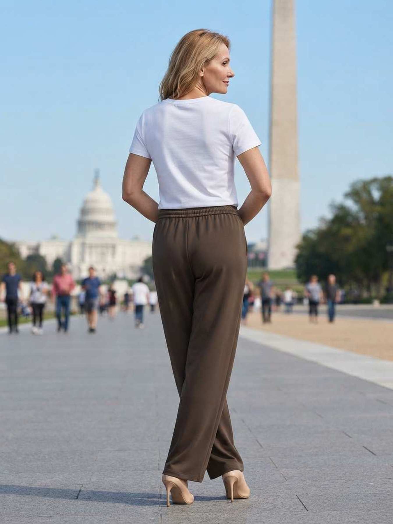 Pantalon long femme décontracté, jambe droite, sport, cordon de serrage