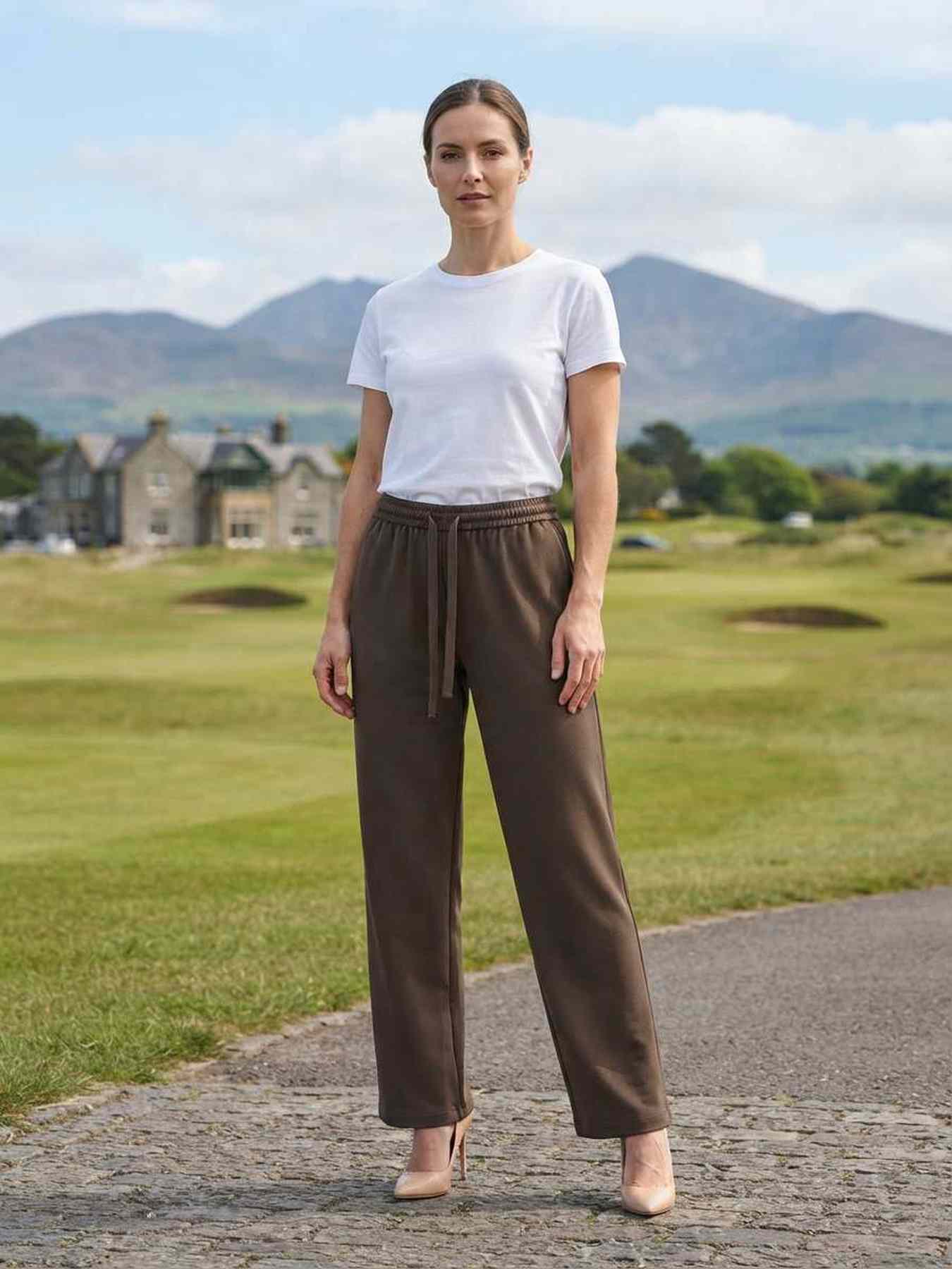 Pantalon long droit casual pour femme, usage quotidien