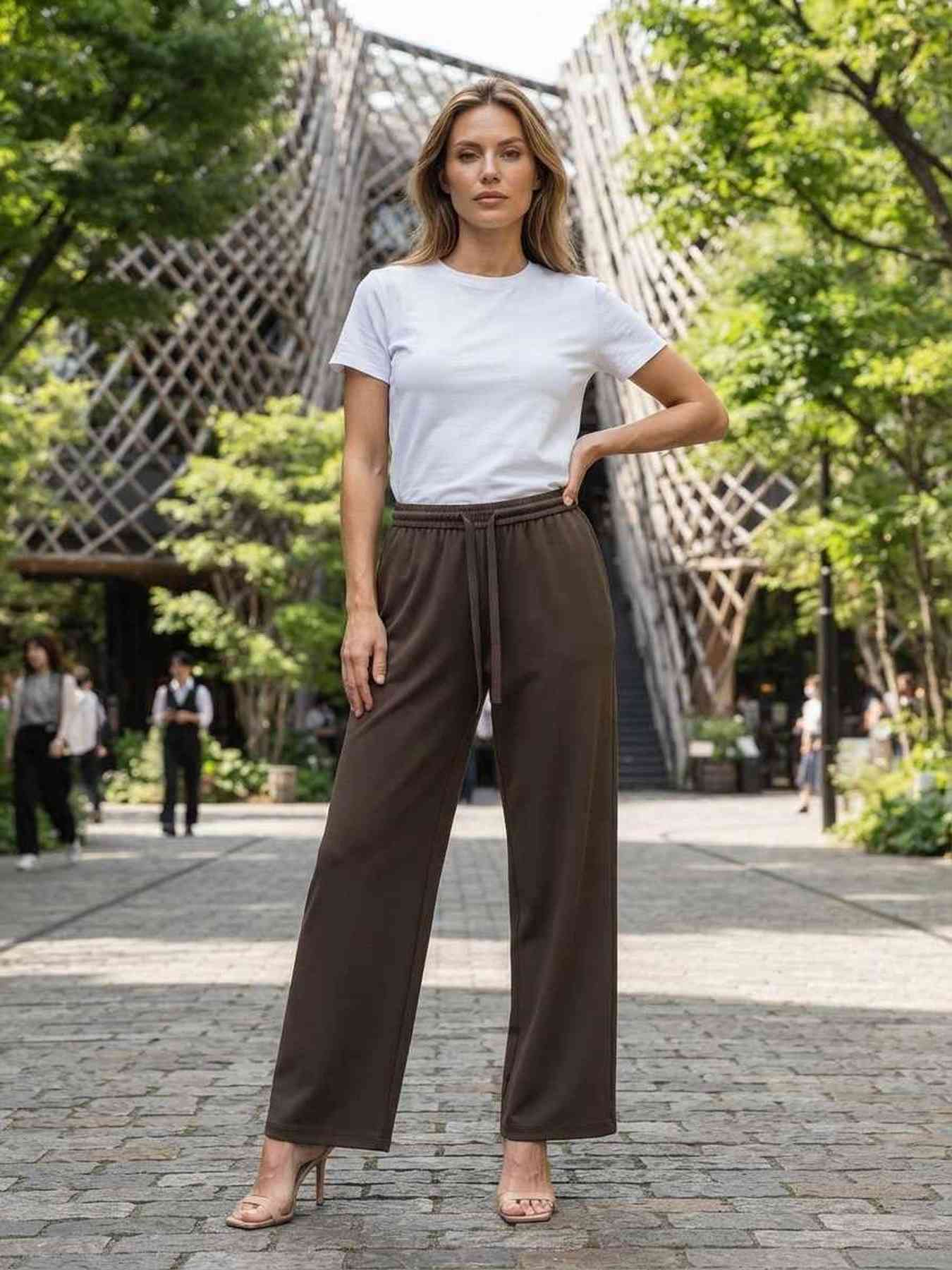 Pantalon long décontracté femme, jambe droite