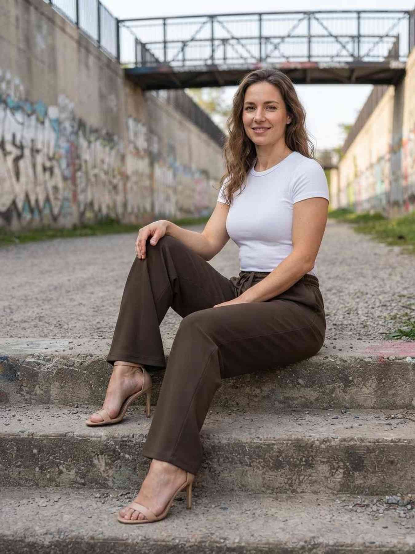 Pantalon long femme casual droit, sport, cordon, usage quotidien