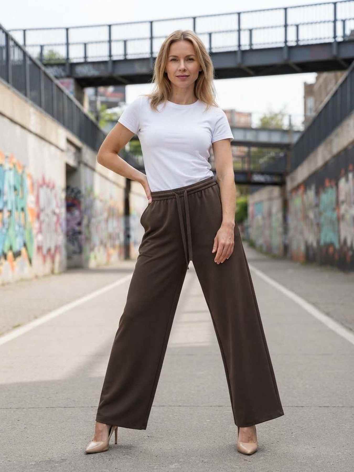 Pantalon casual femme jambe droite, longueur régulière, confortable